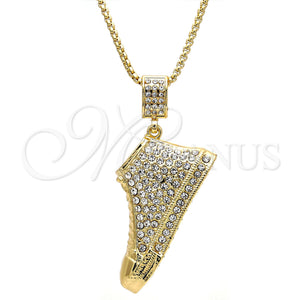 Collares con Dije 04.242.0073.30 Oro Laminado, Diseño de Zapato, con Blanca Cristal, Pulido, Tono Dorado (03 MM Thickness, 30 Inches Length)