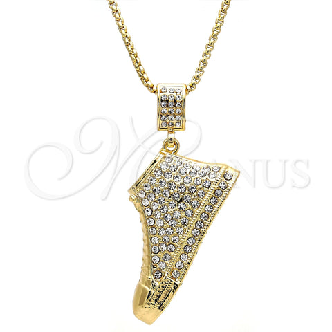 Collares con Dije 04.242.0073.30 Oro Laminado, Diseño de Zapato, con Blanca Cristal, Pulido, Tono Dorado (03 MM Thickness, 30 Inches Length)