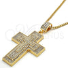 Collares con Dije 04.242.0077.30 Oro Laminado, Diseño de Cruz, con Cristal Blanca, Pulido, Tono Dorado (Grosor 03 MM, 30 Pulgadas de Largo)