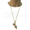 Collares con Dije 04.242.0078.30 Oro Laminado, con Blanca Cristal, Pulido, Tono Dorado (03 MM Thickness, 30 Inches Length)