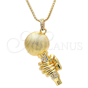 Collares con Dije 04.242.0078.30 Oro Laminado, con Blanca Cristal, Pulido, Tono Dorado (03 MM Thickness, 30 Inches Length)