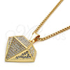 Collares con Dije 04.242.0079.30 Oro Laminado, con Blanca Cristal, Pulido, Tono Dorado (03 MM Thickness, 30 Inches Length)