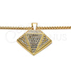 Collares con Dije 04.242.0079.30 Oro Laminado, con Blanca Cristal, Pulido, Tono Dorado (03 MM Thickness, 30 Inches Length)
