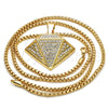 Collares con Dije 04.242.0079.30 Oro Laminado, con Blanca Cristal, Pulido, Tono Dorado (03 MM Thickness, 30 Inches Length)