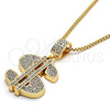Collares con Dije 04.242.0080.30 Oro Laminado, Diseño de Dinero, con Blanca Cristal, Pulido, Tono Dorado (03 MM Thickness, 30 Inches Length)