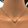 Collares con Dije 04.213.0035.2.16 Oro Laminado, con Zirconia Cubica Aqua Azul y Blanca, Pulido, Tono Dorado (Grosor 01 MM, 16 Pulgadas de Largo)