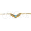 Collares con Dije 04.213.0035.2.16 Oro Laminado, con Zirconia Cubica Aqua Azul y Blanca, Pulido, Tono Dorado (Grosor 01 MM, 16 Pulgadas de Largo)