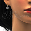 Arete Gancho Frances 02.122.0085.1 Oro Laminado, Diseño de Flor, con Amatista and Blanca Cristal, Pulido, Tono Dorado