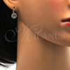Arete Gancho Frances 02.122.0085.1 Oro Laminado, Diseño de Flor, con Amatista and Blanca Cristal, Pulido, Tono Dorado