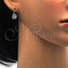 Arete Gancho Frances 02.122.0085.3 Oro Laminado, Diseño de Flor, con Aguamarina and Blanca Cristal, Pulido, Tono Dorado