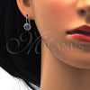 Arete Gancho Frances 02.122.0085.4 Oro Laminado, Diseño de Flor, con Tanzanita and Blanca Cristal, Pulido, Tono Dorado