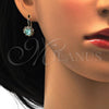Arete Gancho Frances 02.122.0086.3 Oro Laminado, Diseño de Flor, con Aqua Azul and Blanca Cristal, Pulido, Tono Dorado