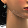 Arete Gancho Frances 02.122.0086.3 Oro Laminado, Diseño de Flor, con Aqua Azul and Blanca Cristal, Pulido, Tono Dorado