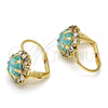 Arete Gancho Frances 02.122.0086.3 Oro Laminado, Diseño de Flor, con Aqua Azul and Blanca Cristal, Pulido, Tono Dorado