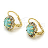 Arete Gancho Frances 02.122.0086.3 Oro Laminado, Diseño de Flor, con Aqua Azul and Blanca Cristal, Pulido, Tono Dorado