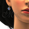 Arete Gancho Frances 02.122.0086.4 Oro Laminado, Diseño de Flor, con Zafiro Claro and Blanca Cristal, Pulido, Tono Dorado