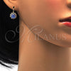 Arete Gancho Frances 02.122.0086.4 Oro Laminado, Diseño de Flor, con Zafiro Claro and Blanca Cristal, Pulido, Tono Dorado