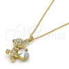 Collares con Dije 04.239.0041.4.18 Oro Laminado, Diseño de Osito, con Aurore Boreale Swarovski Elements, Pulido, Tono Dorado (01 MM Thickness, 18 Inches Length)