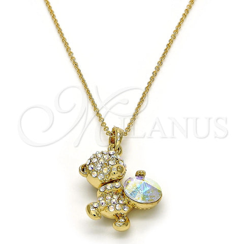 Collares con Dije 04.239.0041.4.18 Oro Laminado, Diseño de Osito, con Aurore Boreale Swarovski Elements, Pulido, Tono Dorado (01 MM Thickness, 18 Inches Length)
