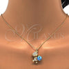 Collares con Dije 04.239.0041.5.18 Oro Laminado, Diseño de Osito, con Aquamarine and Aurore Boreale Swarovski Elements, Pulido, Tono Dorado (01 MM Thickness, 18 Inches Length)