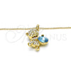 Collares con Dije 04.239.0041.5.18 Oro Laminado, Diseño de Osito, con Aquamarine and Aurore Boreale Swarovski Elements, Pulido, Tono Dorado (01 MM Thickness, 18 Inches Length)