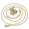 Collares con Dije 04.239.0041.5.18 Oro Laminado, Diseño de Osito, con Aquamarine and Aurore Boreale Swarovski Elements, Pulido, Tono Dorado (01 MM Thickness, 18 Inches Length)