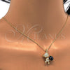 Collares con Dije 04.239.0041.6.18 Oro Laminado, Diseño de Osito, con Montana and Aurore Boreale Swarovski Elements, Pulido, Tono Dorado (01 MM Thickness, 18 Inches Length)