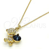 Collares con Dije 04.239.0041.6.18 Oro Laminado, Diseño de Osito, con Montana and Aurore Boreale Swarovski Elements, Pulido, Tono Dorado (01 MM Thickness, 18 Inches Length)