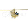 Collares con Dije 04.239.0041.6.18 Oro Laminado, Diseño de Osito, con Montana and Aurore Boreale Swarovski Elements, Pulido, Tono Dorado (01 MM Thickness, 18 Inches Length)