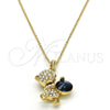 Collares con Dije 04.239.0041.6.18 Oro Laminado, Diseño de Osito, con Montana and Aurore Boreale Swarovski Elements, Pulido, Tono Dorado (01 MM Thickness, 18 Inches Length)