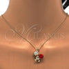 Collares con Dije 04.239.0041.7.18 Oro Laminado, Diseño de Osito, con Light Siam and Aurore Boreale Swarovski Elements, Pulido, Tono Dorado (01 MM Thickness, 18 Inches Length)