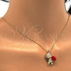 Collares con Dije 04.239.0041.7.18 Oro Laminado, Diseño de Osito, con Light Siam and Aurore Boreale Swarovski Elements, Pulido, Tono Dorado (01 MM Thickness, 18 Inches Length)