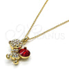 Collares con Dije 04.239.0041.7.18 Oro Laminado, Diseño de Osito, con Light Siam and Aurore Boreale Swarovski Elements, Pulido, Tono Dorado (01 MM Thickness, 18 Inches Length)