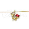 Collares con Dije 04.239.0041.7.18 Oro Laminado, Diseño de Osito, con Light Siam and Aurore Boreale Swarovski Elements, Pulido, Tono Dorado (01 MM Thickness, 18 Inches Length)