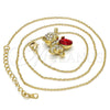 Collares con Dije 04.239.0041.7.18 Oro Laminado, Diseño de Osito, con Light Siam and Aurore Boreale Swarovski Elements, Pulido, Tono Dorado (01 MM Thickness, 18 Inches Length)