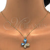 Collares con Dije 04.239.0043.4.18 Oro Laminado, Diseño de Mariposa, con Aquamarine and Aurore Boreale Swarovski Elements, Pulido, Tono Dorado (01 MM Thickness, 18 Inches Length)