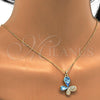 Collares con Dije 04.239.0043.4.18 Oro Laminado, Diseño de Mariposa, con Aquamarine and Aurore Boreale Swarovski Elements, Pulido, Tono Dorado (01 MM Thickness, 18 Inches Length)