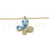 Collares con Dije 04.239.0043.4.18 Oro Laminado, Diseño de Mariposa, con Aquamarine and Aurore Boreale Swarovski Elements, Pulido, Tono Dorado (01 MM Thickness, 18 Inches Length)