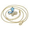 Collares con Dije 04.239.0043.4.18 Oro Laminado, Diseño de Mariposa, con Aquamarine and Aurore Boreale Swarovski Elements, Pulido, Tono Dorado (01 MM Thickness, 18 Inches Length)