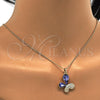 Collares con Dije 04.239.0043.6.18 Oro Laminado, Diseño de Mariposa, con Tanzanite and Aurore Boreale Swarovski Elements, Pulido, Tono Dorado (01 MM Thickness, 18 Inches Length)