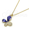 Collares con Dije 04.239.0043.6.18 Oro Laminado, Diseño de Mariposa, con Tanzanite and Aurore Boreale Swarovski Elements, Pulido, Tono Dorado (01 MM Thickness, 18 Inches Length)