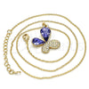 Collares con Dije 04.239.0043.6.18 Oro Laminado, Diseño de Mariposa, con Tanzanite and Aurore Boreale Swarovski Elements, Pulido, Tono Dorado (01 MM Thickness, 18 Inches Length)