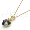 Collares con Dije 04.239.0044.2.18 Oro Laminado, Diseño de Corazón, con Paradise Shine and Aurore Boreale Swarovski Elements, Pulido, Tono Dorado (01 MM Thickness, 18 Inches Length)