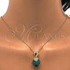 Collares con Dije 04.239.0044.4.18 Oro Laminado, Diseño de Corazón, con Blue Zircon and Aurore Boreale Swarovski Elements, Pulido, Tono Dorado (01 MM Thickness, 18 Inches Length)