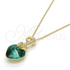 Collares con Dije 04.239.0044.4.18 Oro Laminado, Diseño de Corazón, con Blue Zircon and Aurore Boreale Swarovski Elements, Pulido, Tono Dorado (01 MM Thickness, 18 Inches Length)