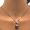 Collares con Dije 04.239.0044.7.18 Rodio Laminado, Diseño de Corazón, con Swarovski Elements Copper y Aurore Boreale, Pulido, Rodinado (Grosor 01 MM, 18 Pulgadas de Largo)