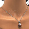 Collares con Dije 04.239.0044.7.18 Rodio Laminado, Diseño de Corazón, con Swarovski Elements Copper y Aurore Boreale, Pulido, Rodinado (Grosor 01 MM, 18 Pulgadas de Largo)