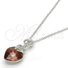 Collares con Dije 04.239.0044.7.18 Rodio Laminado, Diseño de Corazón, con Swarovski Elements Copper y Aurore Boreale, Pulido, Rodinado (Grosor 01 MM, 18 Pulgadas de Largo)