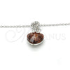 Collares con Dije 04.239.0044.7.18 Rodio Laminado, Diseño de Corazón, con Swarovski Elements Copper y Aurore Boreale, Pulido, Rodinado (Grosor 01 MM, 18 Pulgadas de Largo)