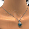 Collares con Dije 04.239.0044.8.18 Rodio Laminado, Diseño de Corazón, con Swarovski Elements Blue Zircon y Aurore Boreale, Pulido, Rodinado (Grosor 01 MM, 18 Pulgadas de Largo)